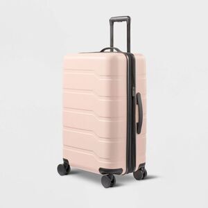Open Story - Hardside Medium Checked Suitcase Pink - Open Story Pink